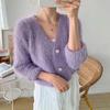 Autumn and Winter Imitation Mink Short Long Sleeve Sweater Women's Knitted Cardigan Coat