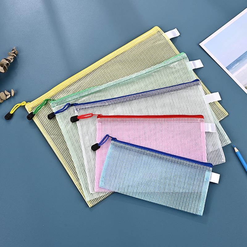 Сетчатая сумка для файлов на молнии: Креативный водонепроницаемый пенал и прозрачный органайзер для документов для студентов и офиса