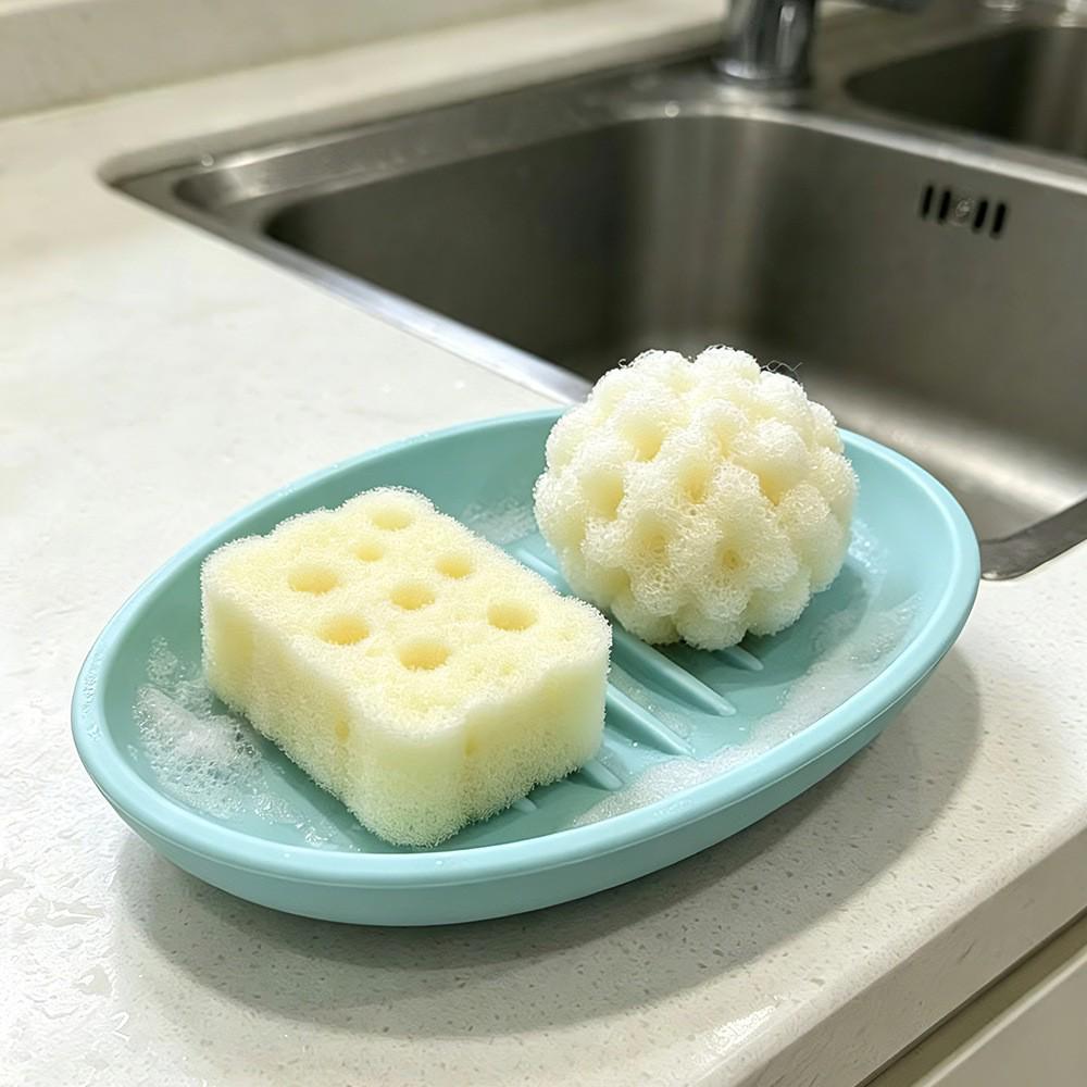 Oval Silicone Soap Dish with Drainage for Bathroom Storage