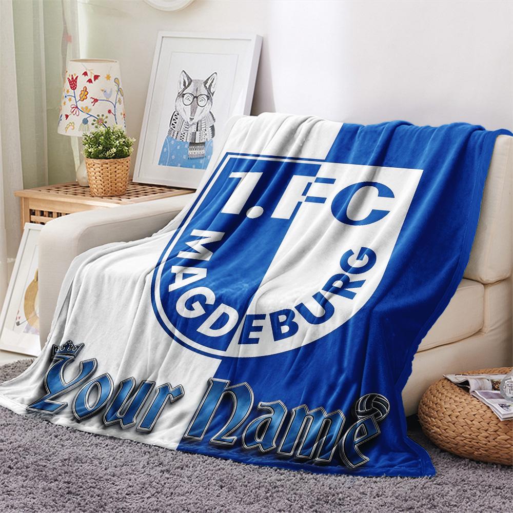 1PC Custom Name 1. FC Magdeburg Patterned Flannel Blanket Suitable For All Seasons for Home Decor Warmth and Comfort Gifts Holiday Present -HE3