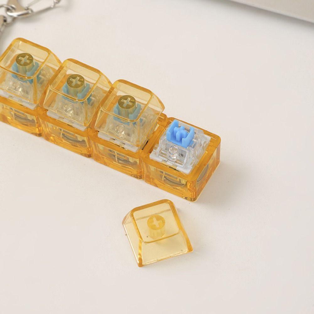 Transparent Shaft Crystal Keycap Pendant Funny Mechanical Keyboard Keychain Fingertip Gadget