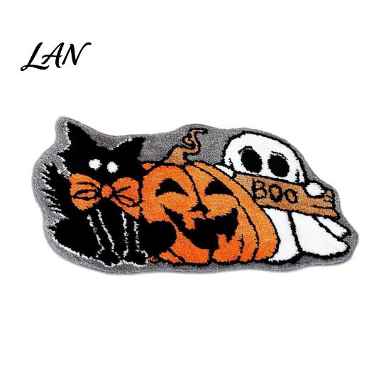 Thickened Cashmere-like Rug Halloween Bath Mat, Non-Slip Fluffy Ghost Rug, Gothic Pumpkin Absorbent Washable Dirt-resistant Floor Mat Bathroom