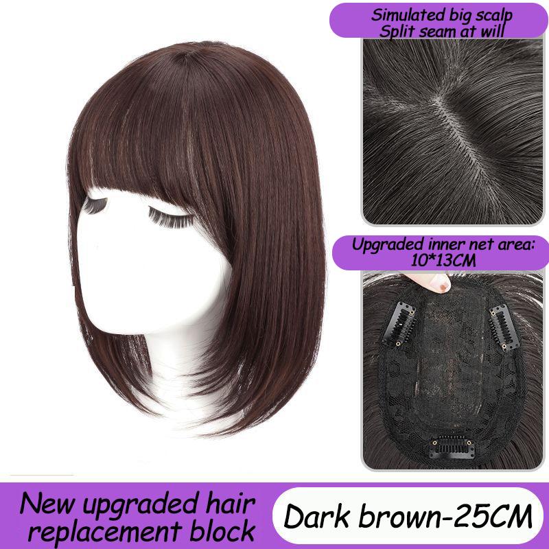 10x13СМ Парик Симуляция Волос Голова Волос Замещающий Блок Женский Натуральный Легкий Дышащий Покрытие Седых Волос Без Следов Пушистый