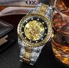 Mechanical Mens Watch Automatic Men Wristwatch Luxury Stainless Steel Skeleton Watches Gold