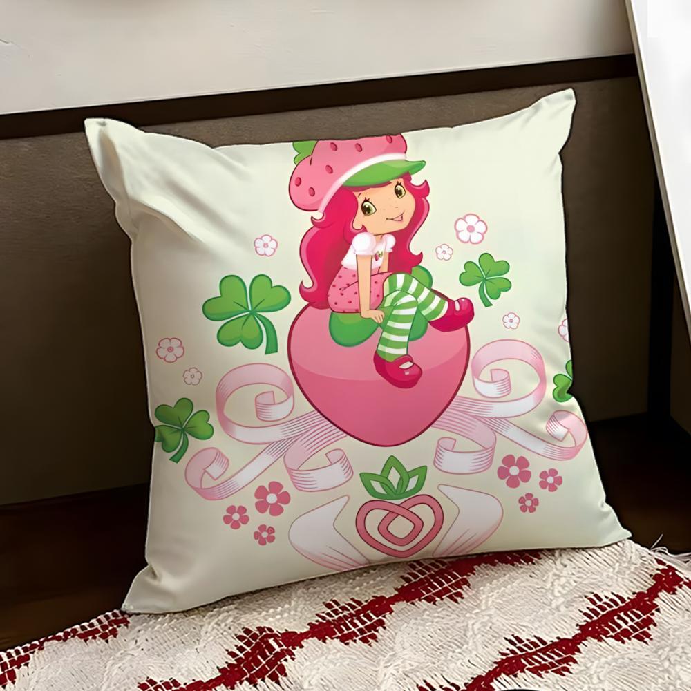 Cartoon SStrawberry SShortcake Cushion Cover Reversible Soft Durable Pillow Cover Home Car MultiScene Use for Daily Comfort