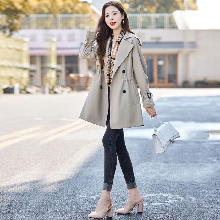 Women's Plus Size Office Jacket Medium Long Trench Coat Business Slim Jacket Windproof Casual Jacket
