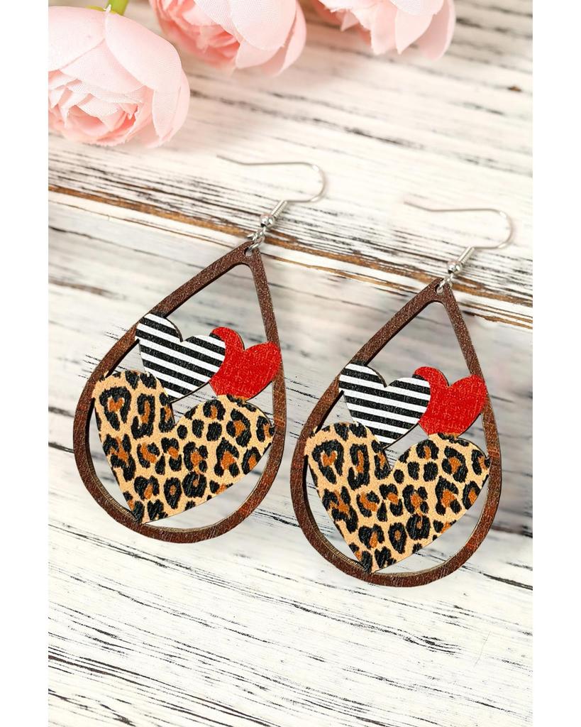 Azura Exchange Wooden Heart Shape Hollowed Valentines Day Earrings