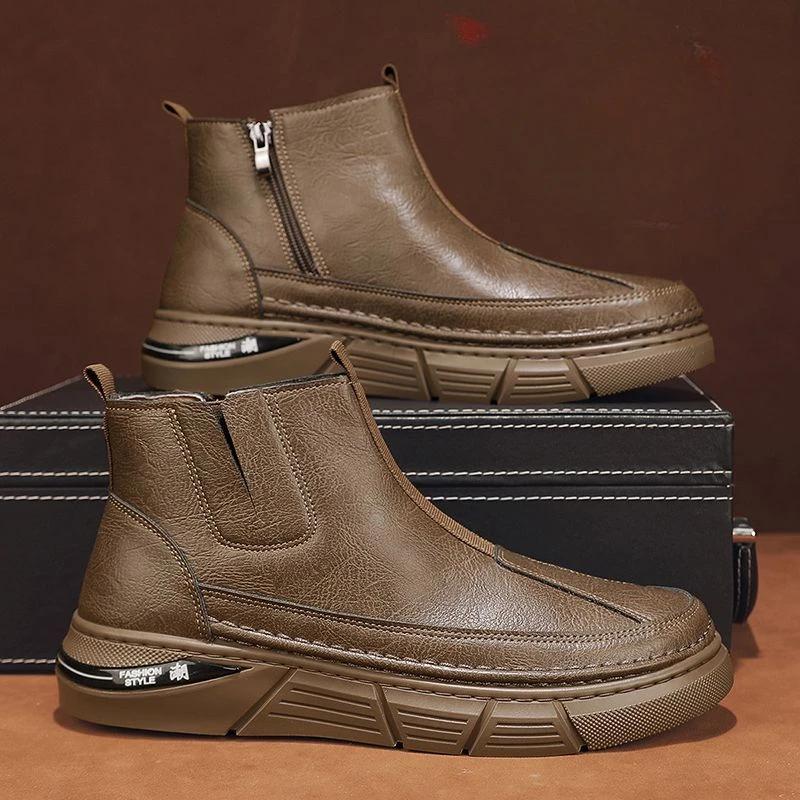 Повседневная хлопковая обувь на платформе Зимняя обувь Мужская Бренды Оригинальные Сделки Роскошная Толстая Плюшевая Обувь Высокого Качества Снежные Ботинки для Мужчин
