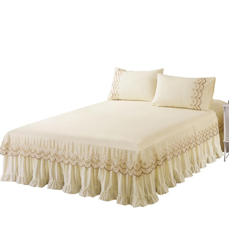 3 шт. кружевная юбка-кровать с рюшами, кружевная юбка, стильное покрывало в стиле принцессы, противоскользящее покрытие для двуспальной кровати 1,8 м с защитным ремешком