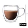 250ml Double Wall Transparent Glass Coffee Cup with Handle Double-layer Heat Insulation High Temperature Juice Milk Cup