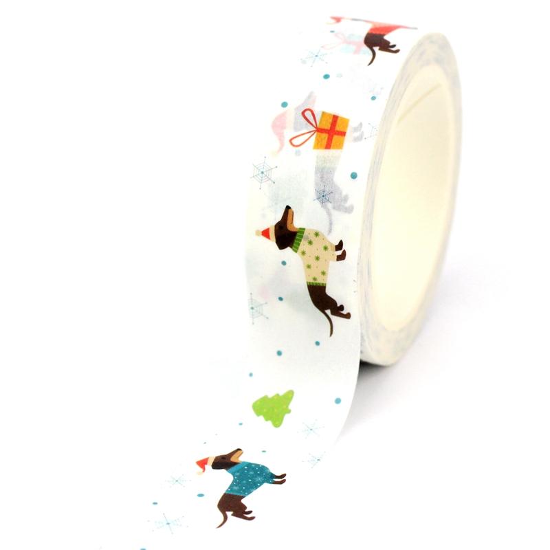 2023 NEW 1PC 10M Deco Winter and Christmas Gingerbread House Candle Dachshund Washi Tape for Journaling Masking Tape Stationery