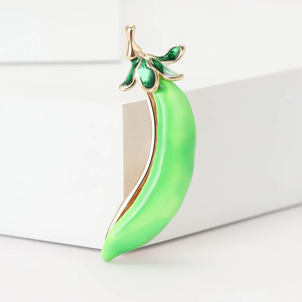 Fashion Creative Alloy Enamel Pea Pod Brooch Niche Design Women'S Clothing Brooch Ornament Pin