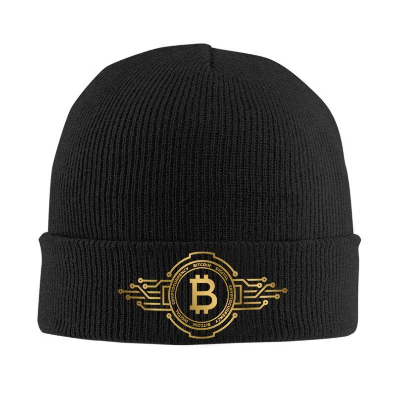 Bitcoin BTC Криптовалюта Вязаные шапки-бини Зимние Уютные Эластичные Толстые На открытом воздухе Вязаная шапка Теплые шапки-бини Шапка