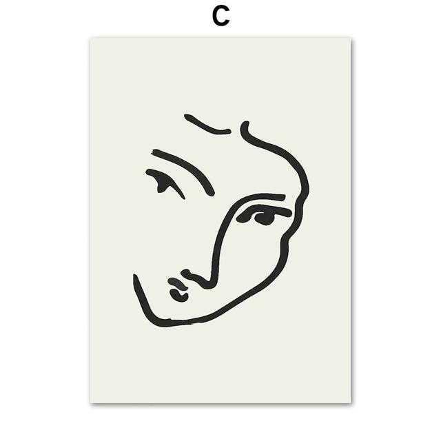 Матисс геометрический лист абстрактная линия лицо настенная живопись холст картины плакаты на скандинавскую тему и принты настенные панно для декора гостиной