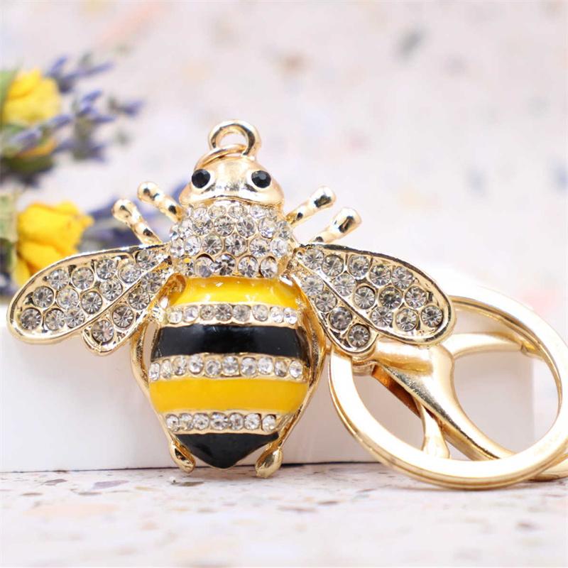 Fashion Pendant Insect Cute Little Bee Alloy Rhinestone Jewelry Car Woman Bag Ring Bag Charm