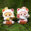 Resin Crafts Chinese Lucky Wealth Cat Statue Cute Mini Cat Sculpture  Office Desktop Decor