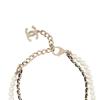 Chanel Женское двухслойное металлическое ожерелье из овчины с жемчугом и цепочкой, украшенное стразами