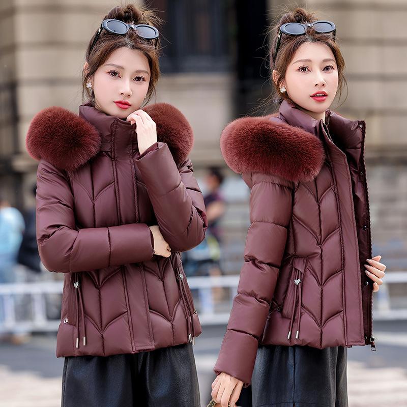 Зимняя новая хлопковая одежда женская корейская версия приталенная женская хлопковая одежда короткая хлопковая одежда с меховым воротником женская