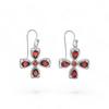 Handmade 925 Sterling Silver Garnet Flower Drop Earrings – Natural Red Gemstone Boho Dangle Jewelry for Women