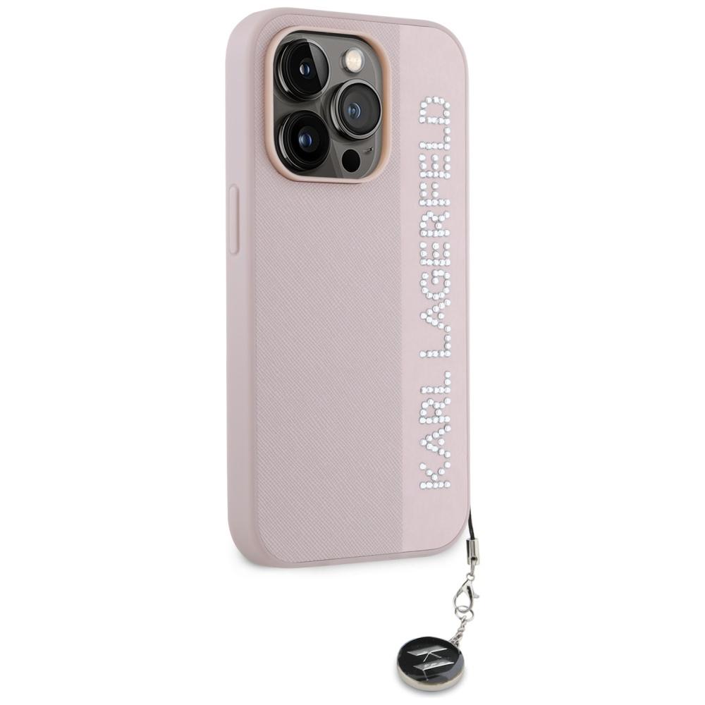 Karl Lagerfeld Klhcp15Lpsakdgcp Iphone 15 Pro 6.1 Różowy/Pink Hardcase Saffiano Rhinestones & Charm