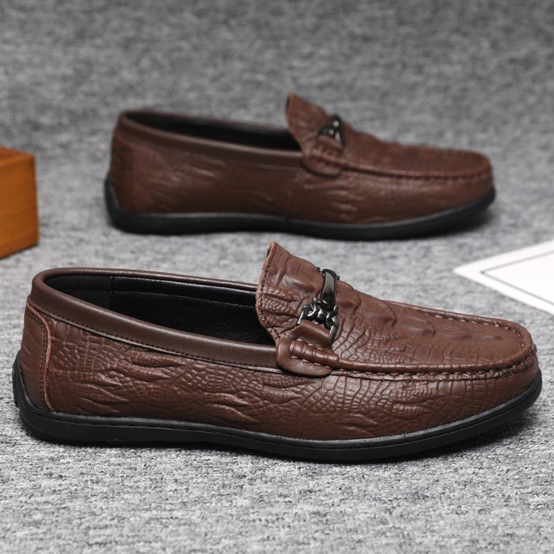 Кожаная обувь с узором крокодила, деловая повседневная, ленивая обувь, легкие мокасины, повседневная мода, мужская кожаная обувь