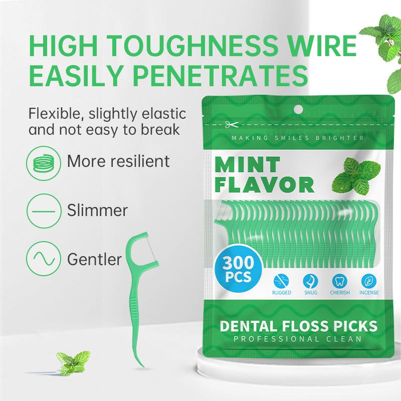 300/600/900PCS Mint Floss Stick - Disposable Floss Cleaning Stick - Toothpick to Remove Plaque and Food Residue - Oral Cleaning
