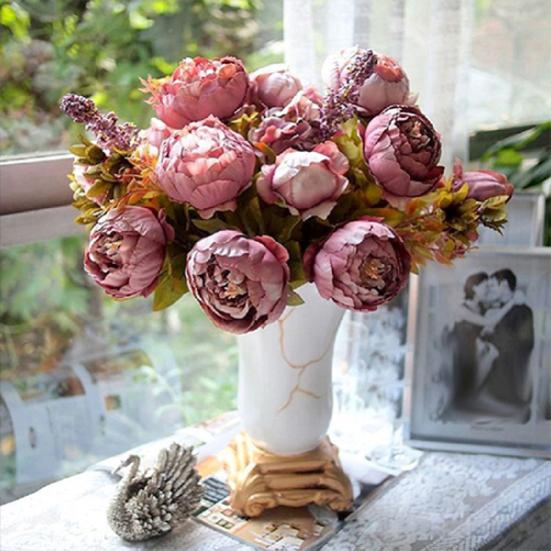 8Pcs Artificial Peony Realistic Easy To Use Vintage Artificial Peony Bouquet for Garden