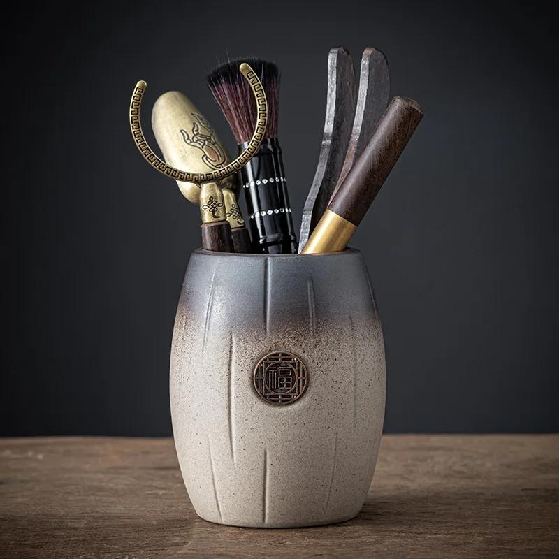 6 шт./набор Инструменты для чайной церемонии, термостойкая чайная банка, деревянная китайская чайная ложка для гунфу, щипцы для чая, набор игл, принадлежности для чайной комнаты