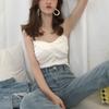 Summer Korean Style Solid Color Inner Chest Wrapped New Style Slimming Navel Exposed Versatile Slim Knitted Camisole Women's Trendy
