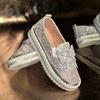 Дизайнерская женская обувь Роскошные хрустальные повседневные туфли Кроссовки на толстой подошве Модные лоферы с бриллиантами Женская обувь на платформе