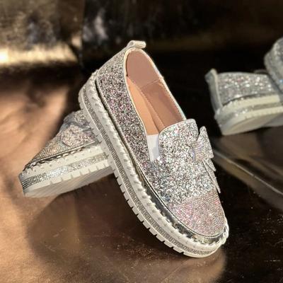 Дизайнерская женская обувь Роскошные хрустальные повседневные туфли Кроссовки на толстой подошве Модные лоферы с бриллиантами Женская обувь на платформе