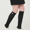 DOYOUKNOWMC ALL SEASON Solid Silk Span Wappen Decorated Black Knee Socks