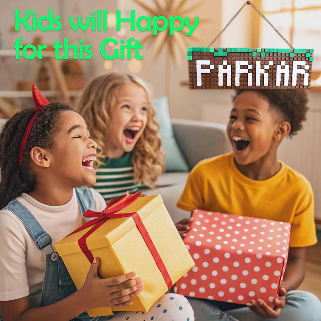 Gaming Room Decor, Pixel Sign, DIY My Wall Art Sign, Bedroom World Decorations Door Signs Craft, 10x3 Inches for Kids Girls Fans Birthday Stuff