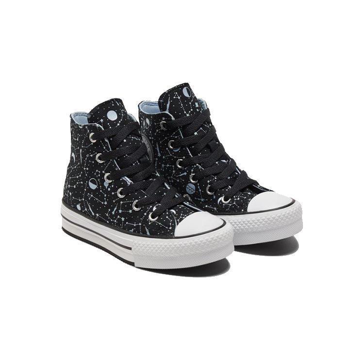 Converse Eva Lift Высокие детские парусиновые кеды Детские кроссовки Черные Синие 672117C