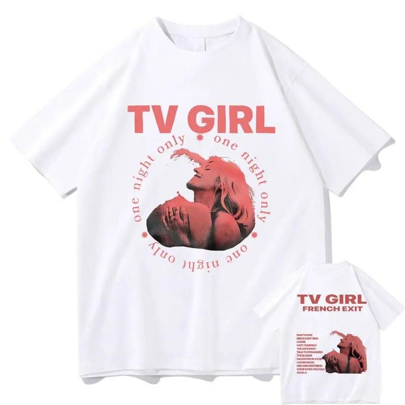 Cults TV Girl French Exit двусторонние футболки с принтом унисекс женская мода свободная футболка унисекс негабаритных черная футболка в стиле хип-хоп