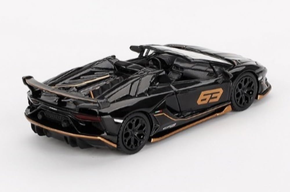 MINI GT Scale Lamborghini Aventador SVJ 63 Roadster Nero Aldebaran Black Finished Product 1/64 (Left-Hand Drive)