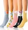 Five Pairs of Cute Flower Designs for Women's Socks, Sports Socks, and Everyday Wear