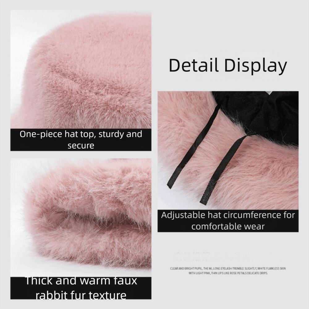 Imitation Fur Plush Bucket Hat Fluffy Hat Winter Cap Elegant Artificial Fur Hat Female/Girls