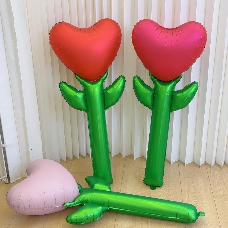Heart-shaped Flower Balloons Large Aluminum Film Balloons Wedding Anniversary Mother‘s Day DIY Decoration Balloon Party Supplies