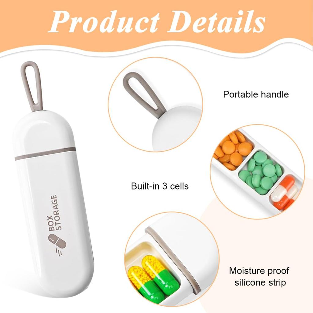 Портативная таблетница на 3 ячейки с веревкой для переноски, карманный контейнер для таблеток, ежедневный органайзер для витаминов, маленькая аптечка для офиса, поездок