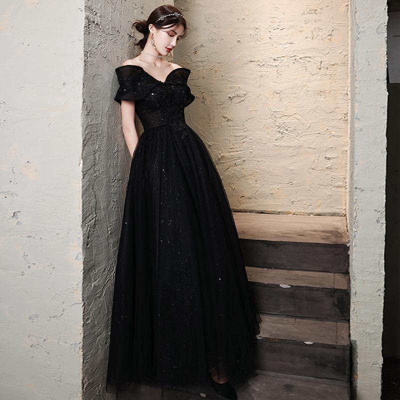 Черное вечернее платье с юбкой High End Light Dress Черное платье Host Sexy Dress без бретелек