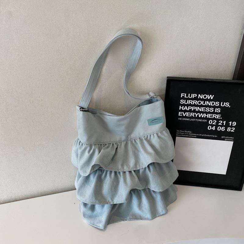 Сумка через плечо с оборками в виде лепестков, женская однотонная сумка-тоут, большая вместимость, сумка через плечо