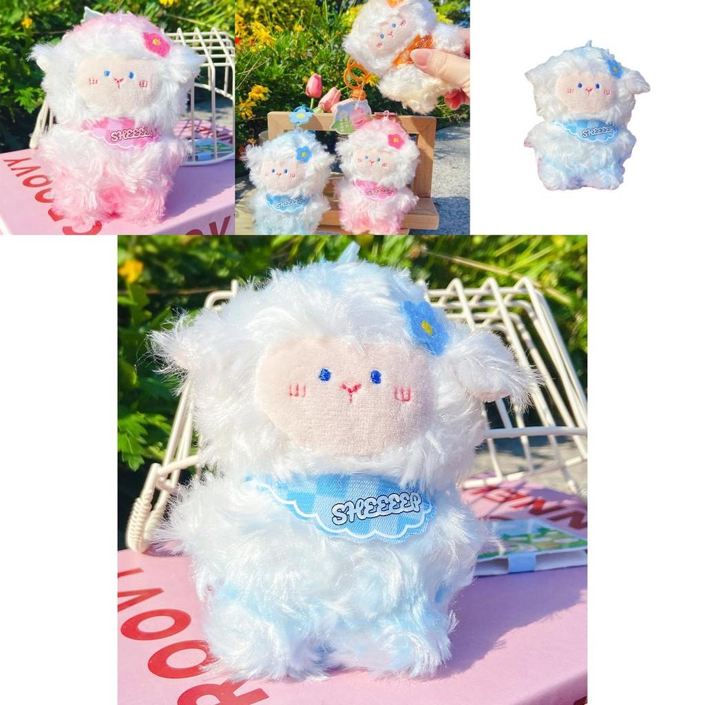 Colorful Jinnew Sheep Plush Keychain Orange And White Blue And White Gift Idea
