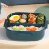 1 Set Bento Case Large Capacity Storing Easy To Clean Useful School Students 3 Grids Lunch Case with Cutlery Household Supplies