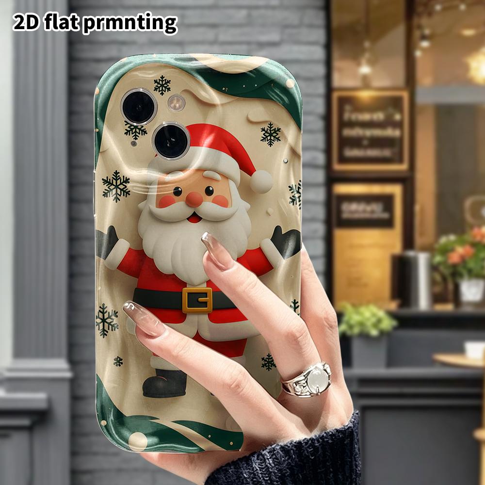 Phone Case: 2D flat design, fits iPhone 12, 13, 14, 15, 16, 17, 18 Pro, phone decoration, Santa Claus, Halloween, and Christmas gifts