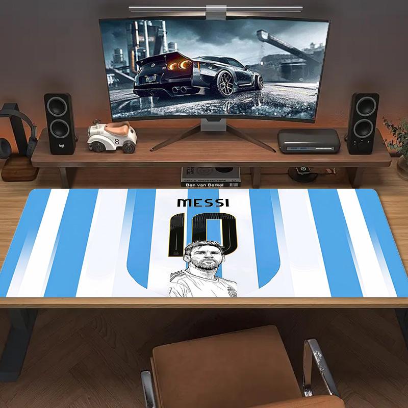 Messi Pink Jersey Color Mouse Pad Large Gaming Table Cushion Non-slip Laptop Tablet Big Mousepad XXL Mat Mini PC Playmat With Lock edge
