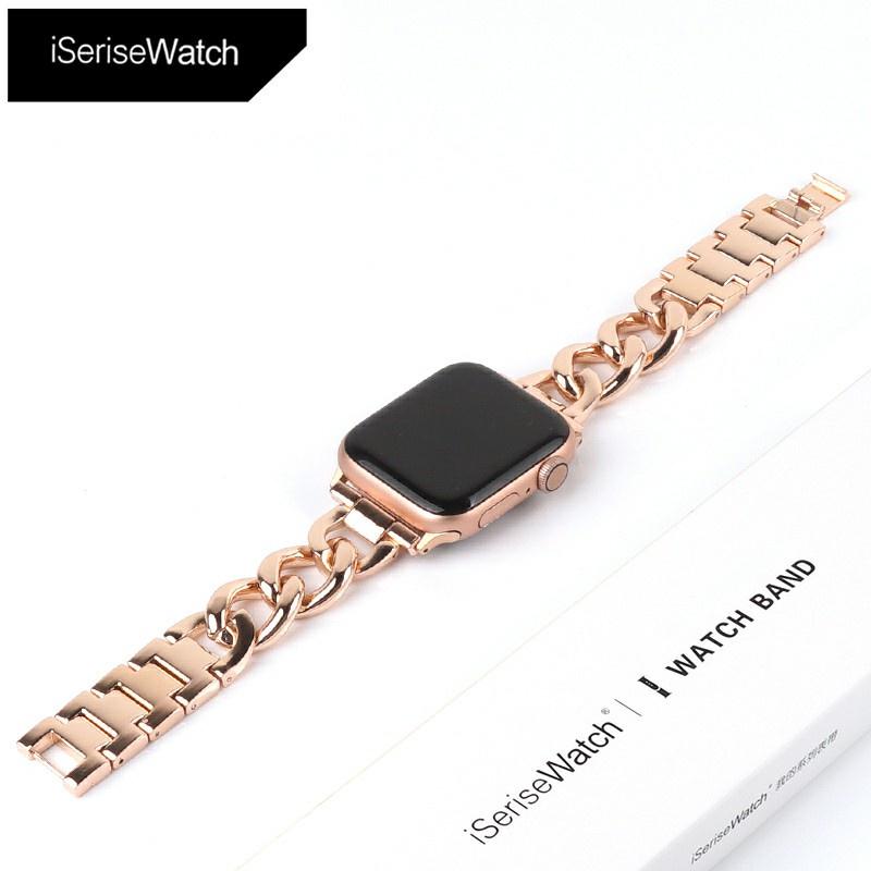 Женский металлический джинсовый ремешок для часов с цепочкой для Apple Watch 49 мм, 45 мм, 44 мм, 41 мм, 40 мм, ремешок для часов, ремешок из нержавеющей стали