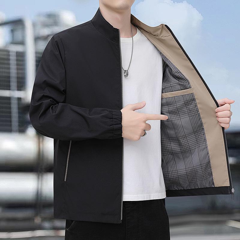 2024 Spring/Autumn Stand Collar Executive Jacket for Men - Business Casual Zhongshan Style for Dads