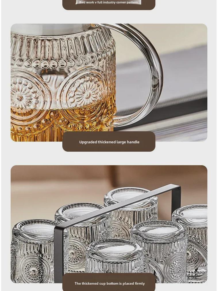 Стильный термостойкий стеклянный чайник с ручкой - большой емкости цветочный чайник для прохладительных напитков