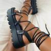 Fashion Woman Gladiator Sandals Ladies Wedge Shoes Female Lace Up Platform Women Cross Straps Boots Thick Bottom